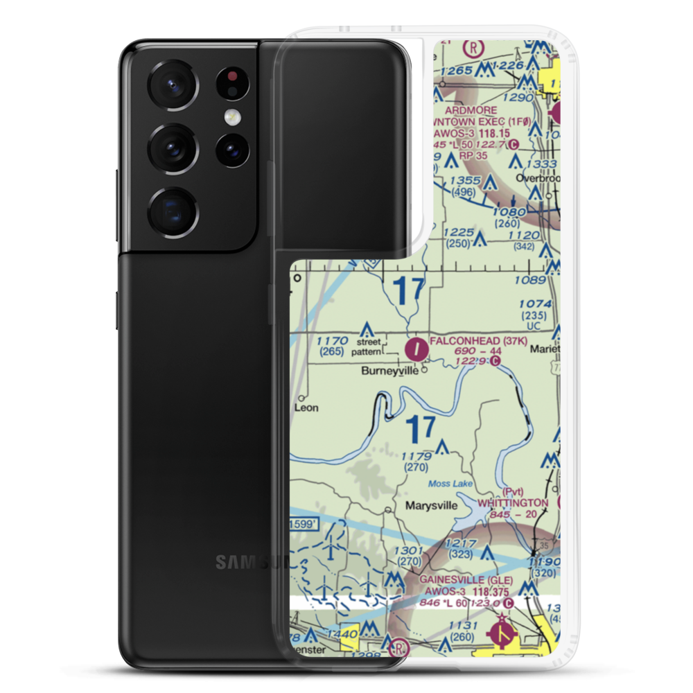 Falconhead Airport (37K) VFR Sectional Samsung Case Samsung Galaxy S21 Ultra model shown