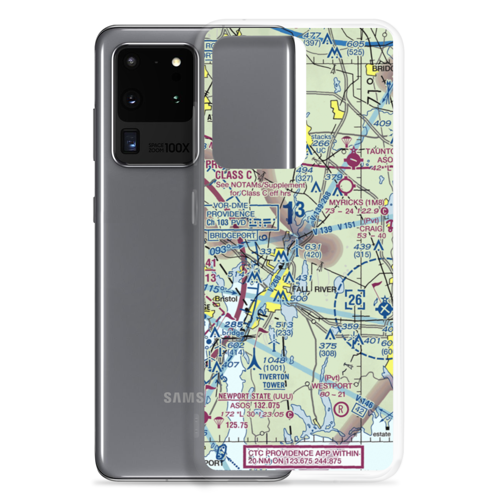 Fall River Airport (FLR) VFR Sectional Samsung Case Samsung Galaxy S20 Ultra model shown