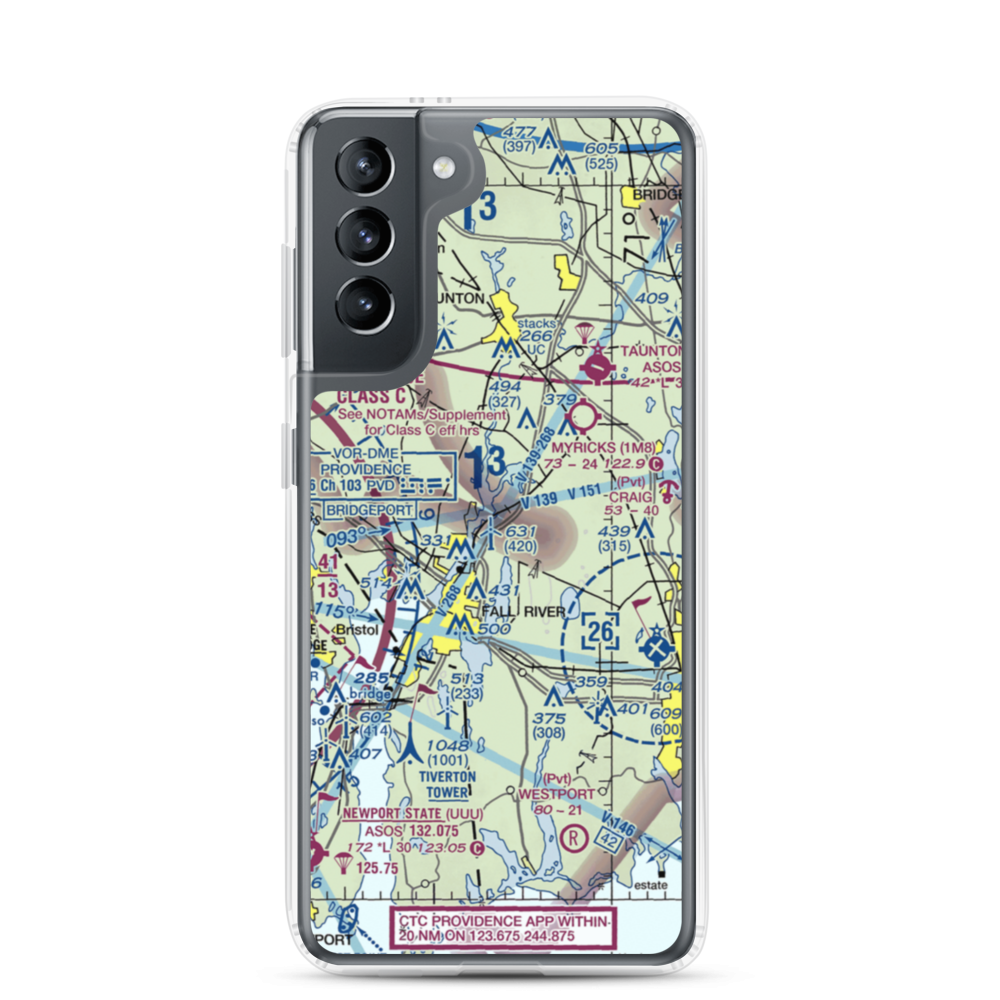 Fall River Airport (FLR) VFR Sectional Samsung Case Samsung Galaxy S21 model shown