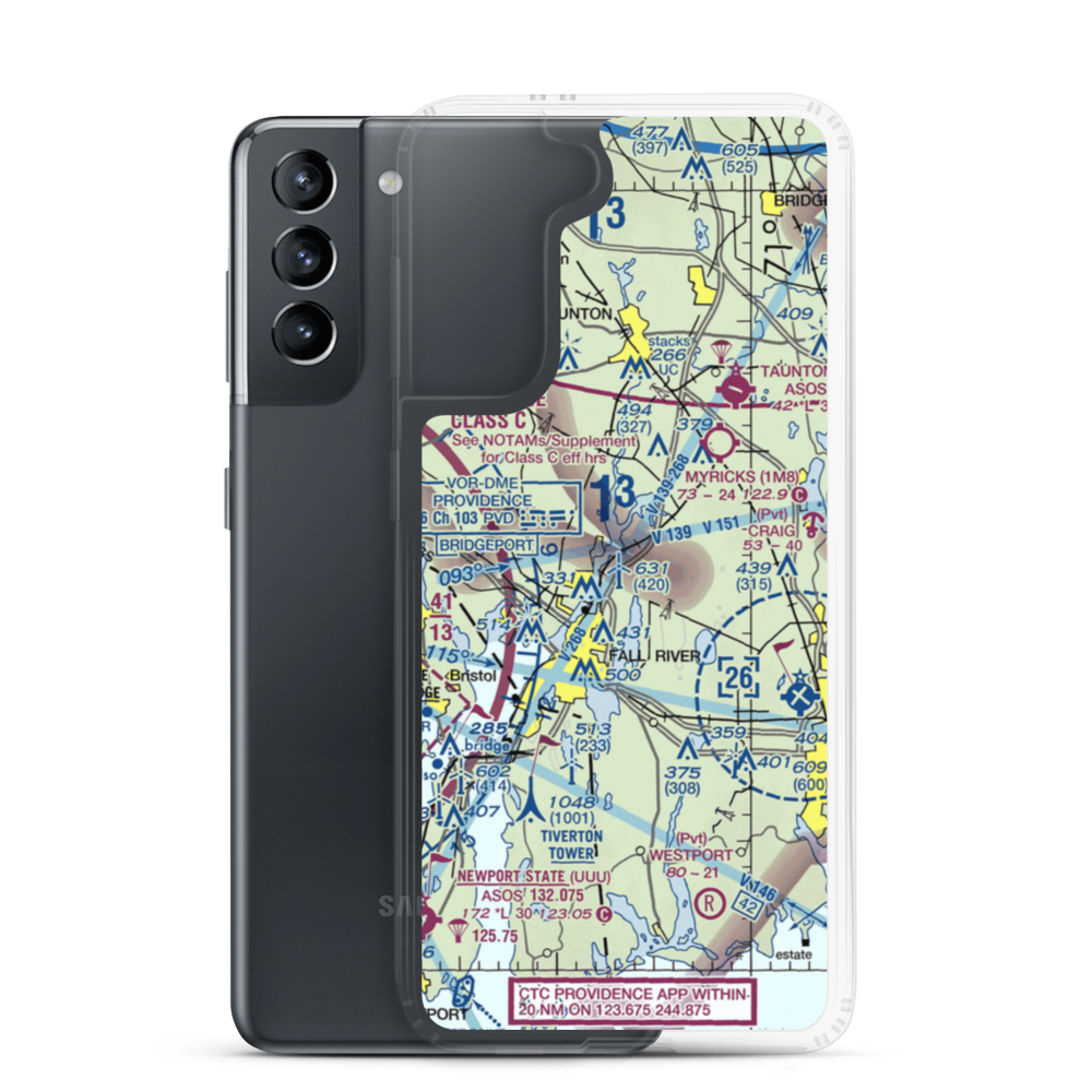Fall River Airport (FLR) VFR Sectional Samsung Case Samsung Galaxy S21 model shown