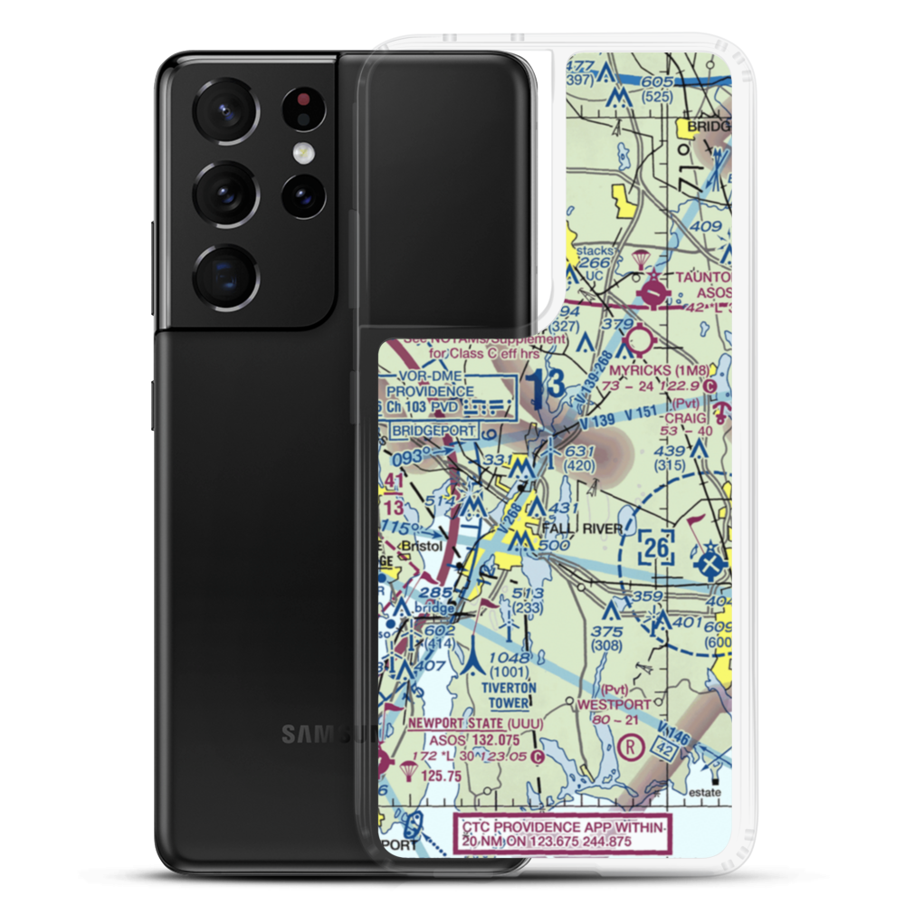 Fall River Airport (FLR) VFR Sectional Samsung Case Samsung Galaxy S21 Ultra model shown
