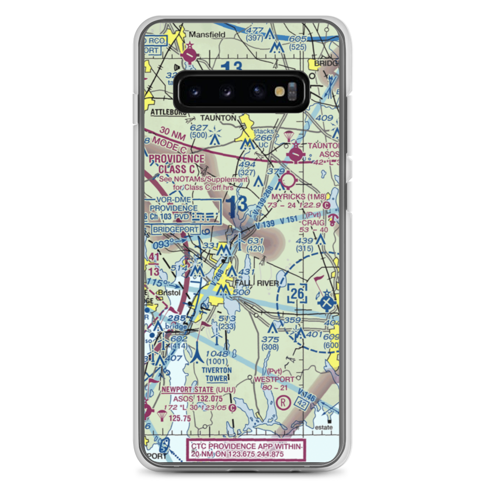 Fall River Airport (FLR) VFR Sectional Samsung Case Samsung Galaxy S10+ model shown