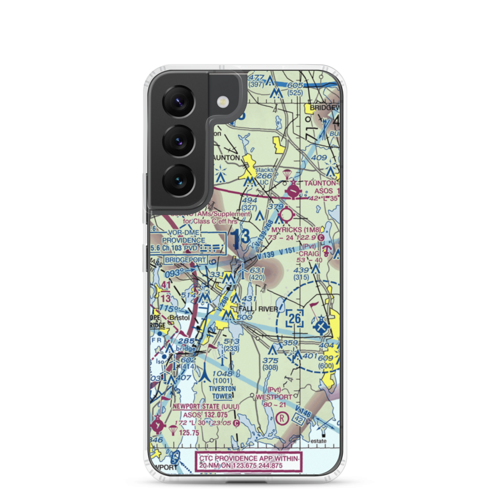 Fall River Airport (FLR) VFR Sectional Samsung Case Samsung Galaxy S22 model shown