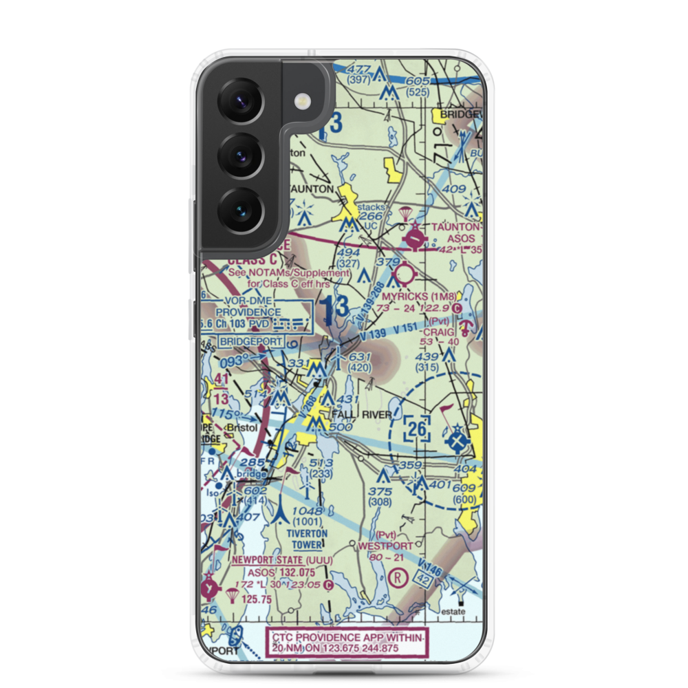Fall River Airport (FLR) VFR Sectional Samsung Case Samsung Galaxy S22 Plus model shown