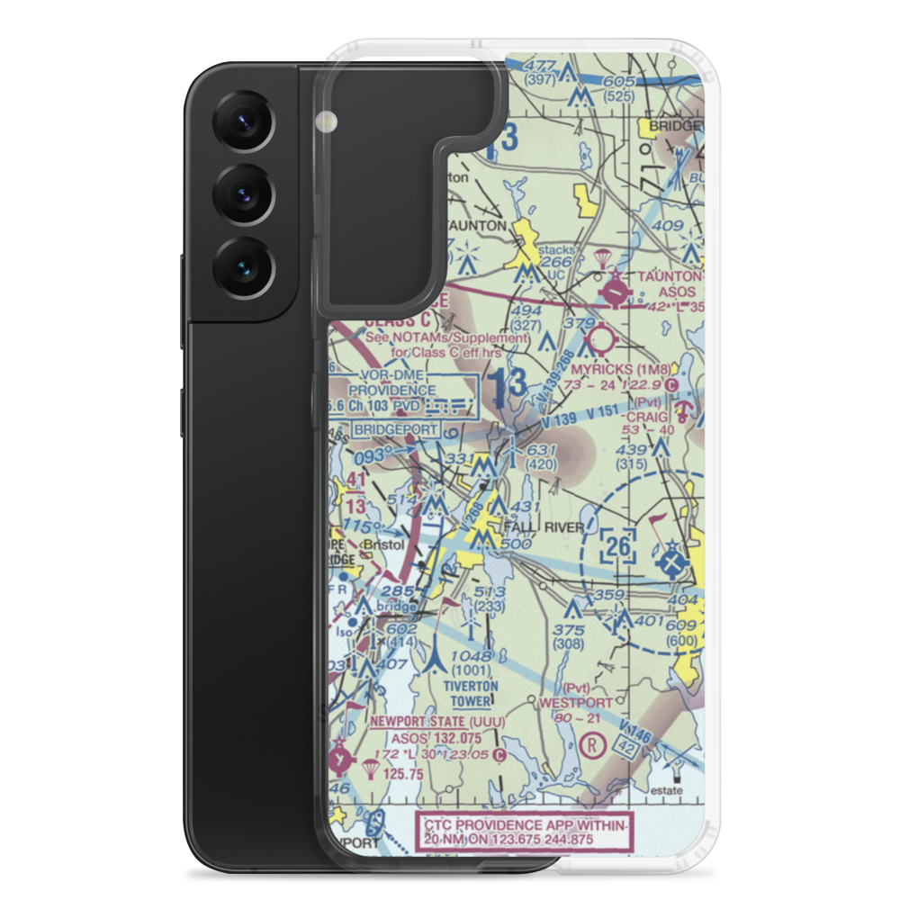 Fall River Airport (FLR) VFR Sectional Samsung Case Samsung Galaxy S22 Plus model shown