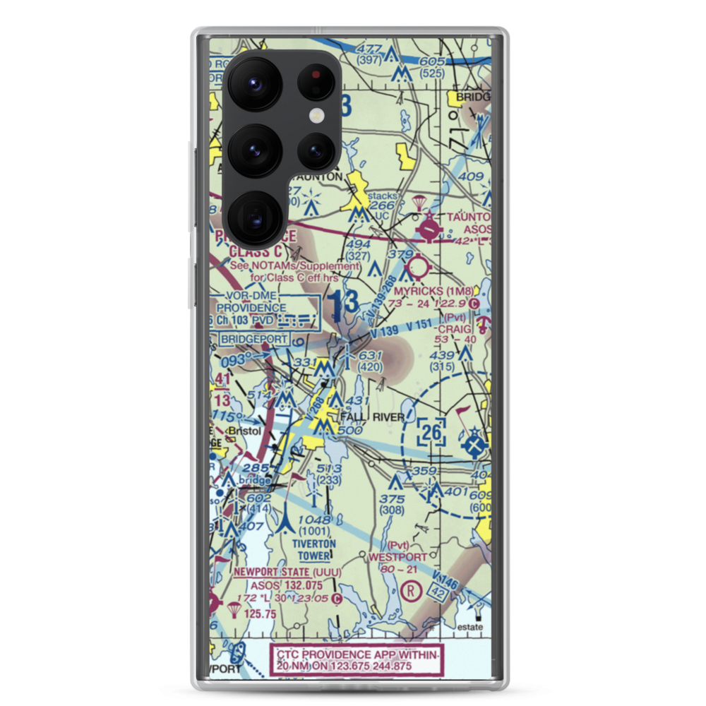 Fall River Airport (FLR) VFR Sectional Samsung Case Samsung Galaxy S22 Ultra model shown