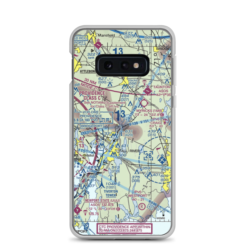 Fall River Airport (FLR) VFR Sectional Samsung Case Samsung Galaxy S10e model shown
