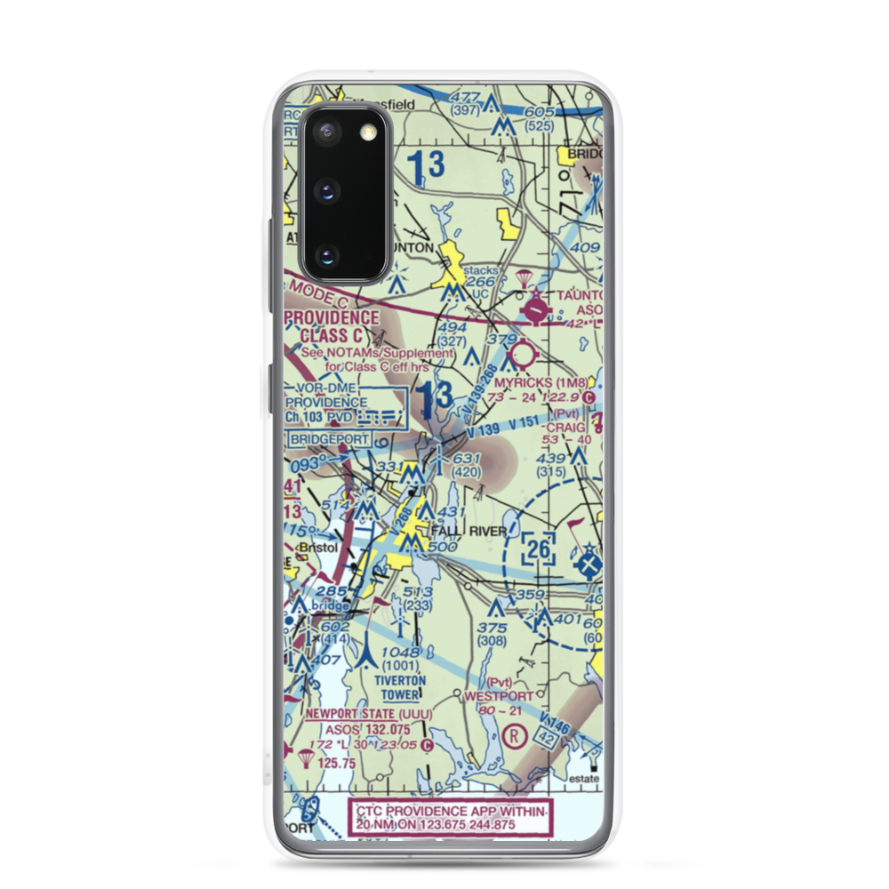 Fall River Airport (FLR) VFR Sectional Samsung Case Samsung Galaxy S20 model shown