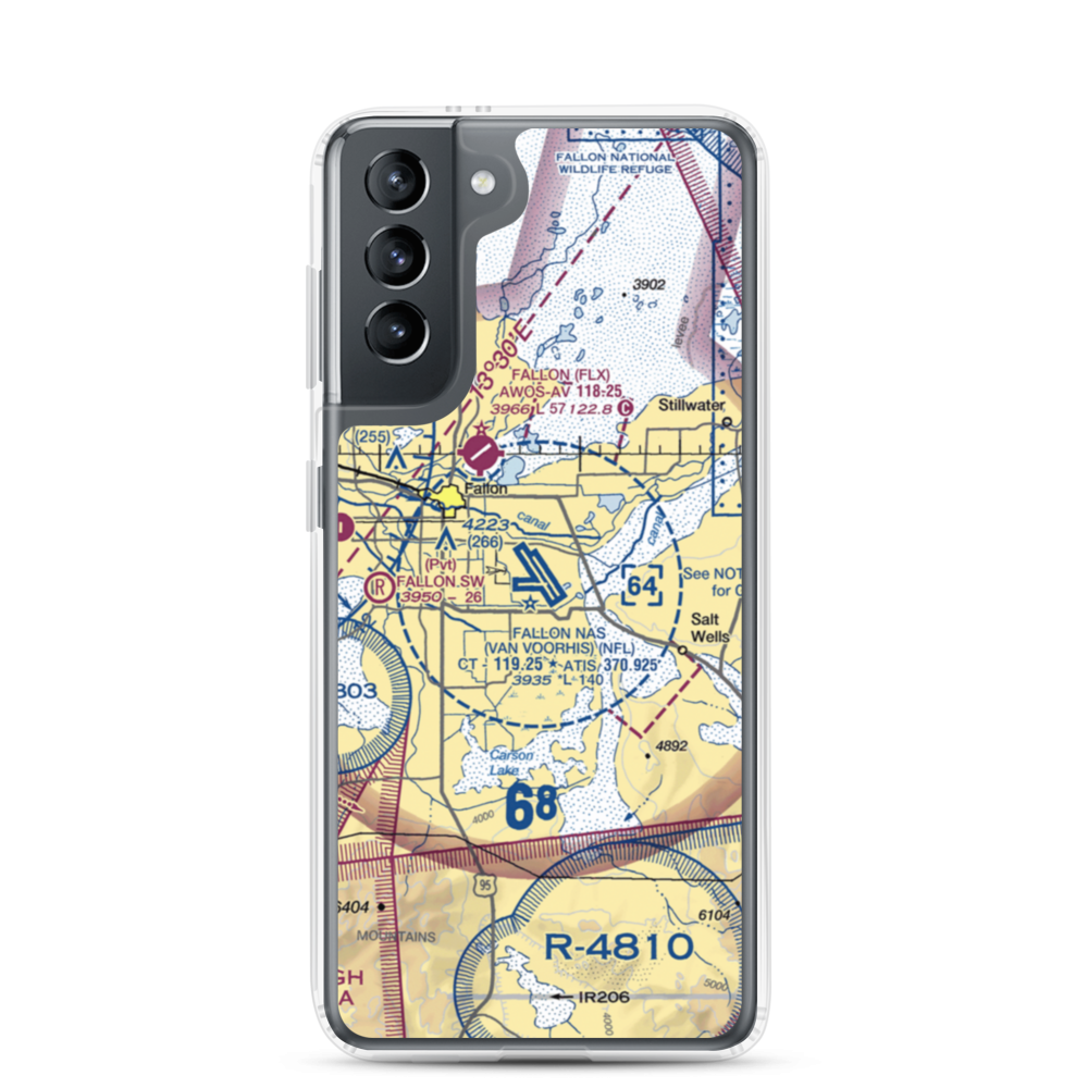 Fallon Naval Air Station (NFL) VFR Sectional Samsung Case Samsung Galaxy S21 model shown