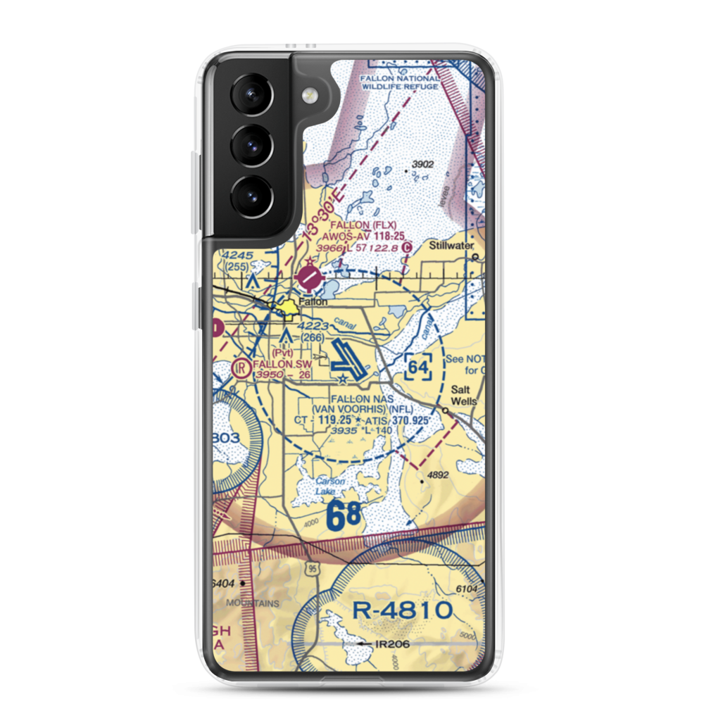 Fallon Naval Air Station (NFL) VFR Sectional Samsung Case Samsung Galaxy S21 Plus model shown