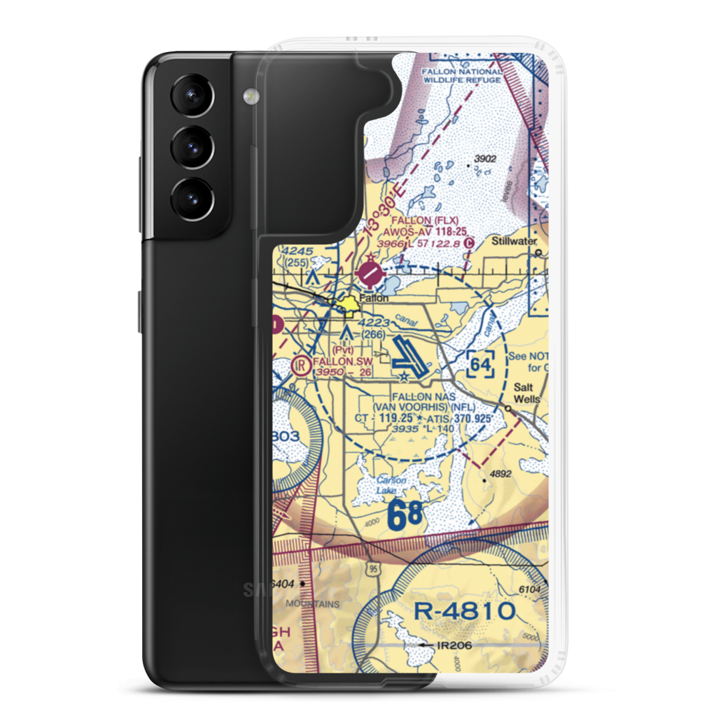 Fallon Naval Air Station (NFL) VFR Sectional Samsung Case Samsung Galaxy S21 Plus model shown