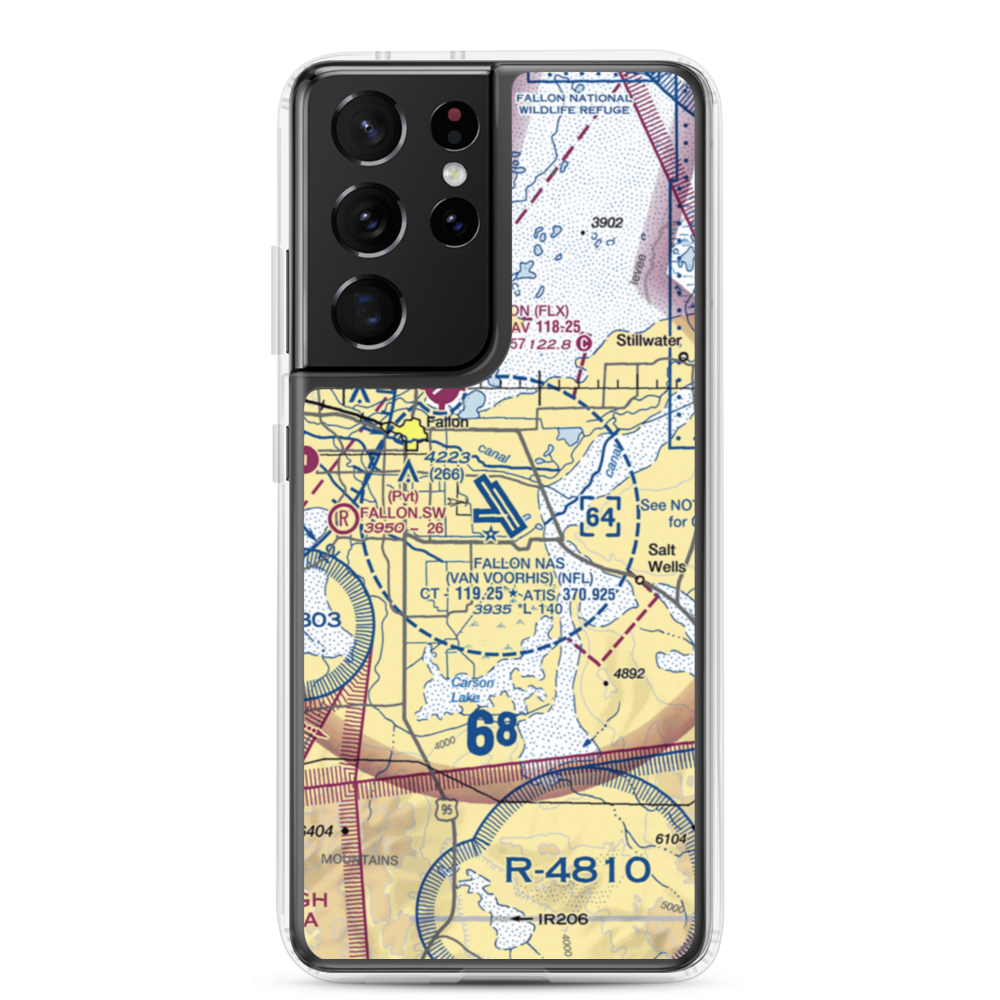 Fallon Naval Air Station (NFL) VFR Sectional Samsung Case Samsung Galaxy S21 Ultra model shown
