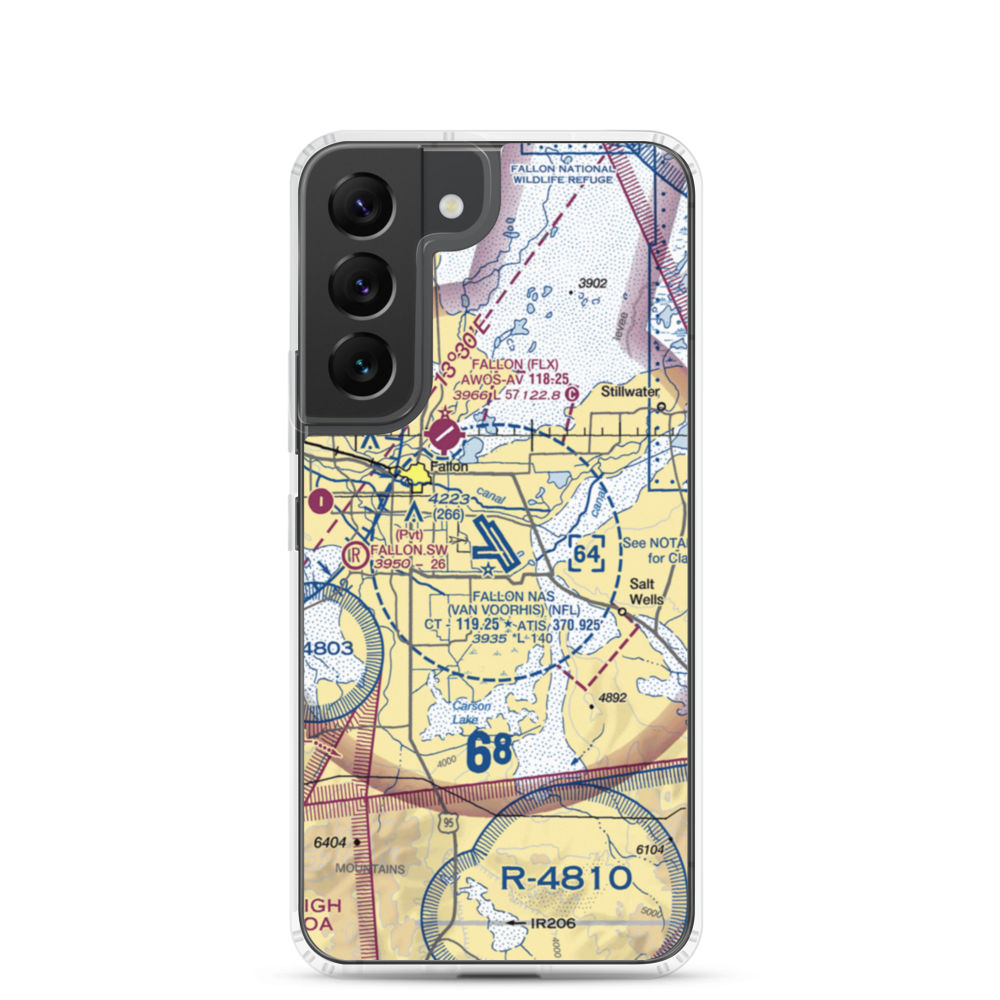 Fallon Naval Air Station (NFL) VFR Sectional Samsung Case Samsung Galaxy S22 model shown