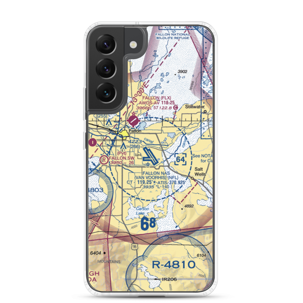 Fallon Naval Air Station (NFL) VFR Sectional Samsung Case Samsung Galaxy S22 Plus model shown