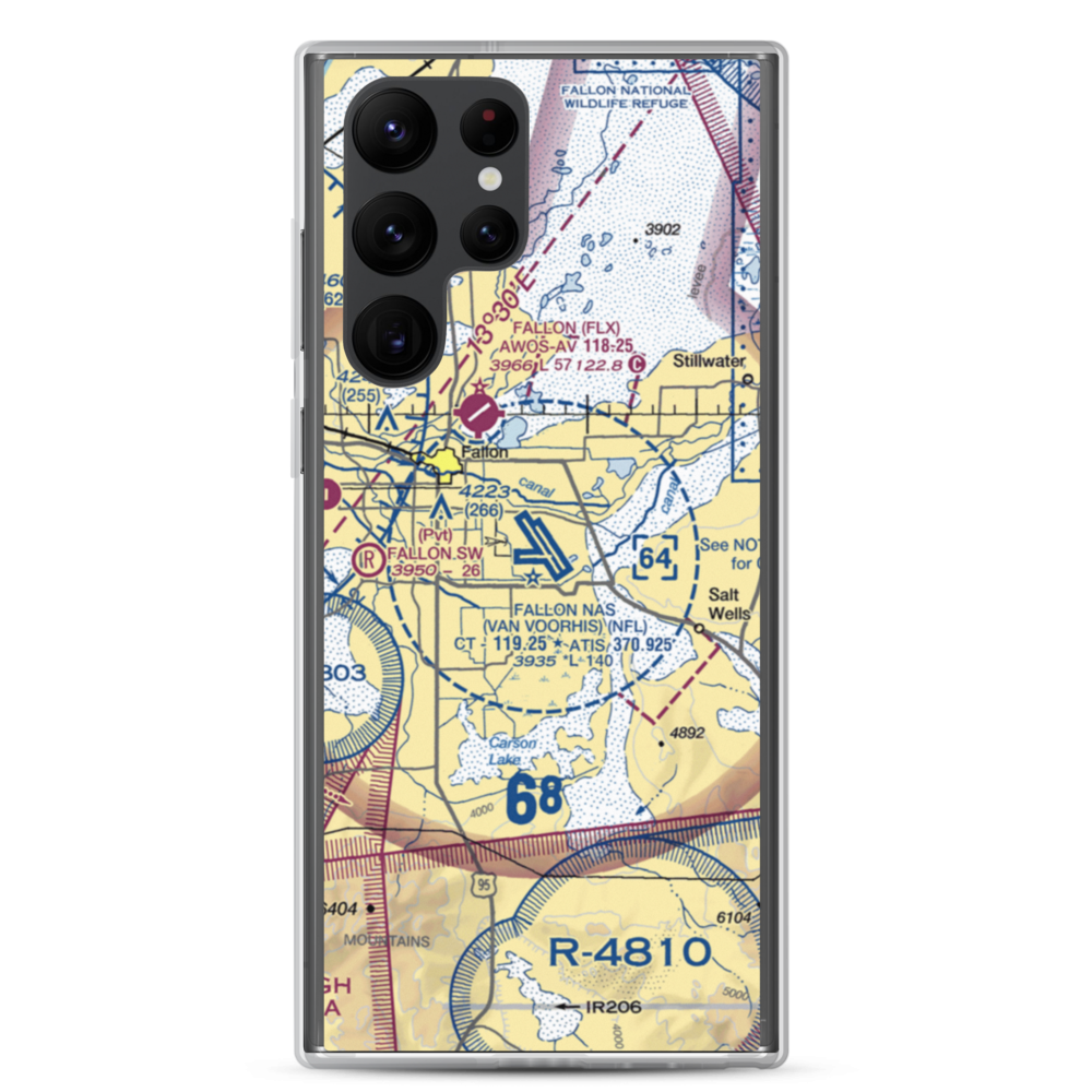 Fallon Naval Air Station (NFL) VFR Sectional Samsung Case Samsung Galaxy S22 Ultra model shown