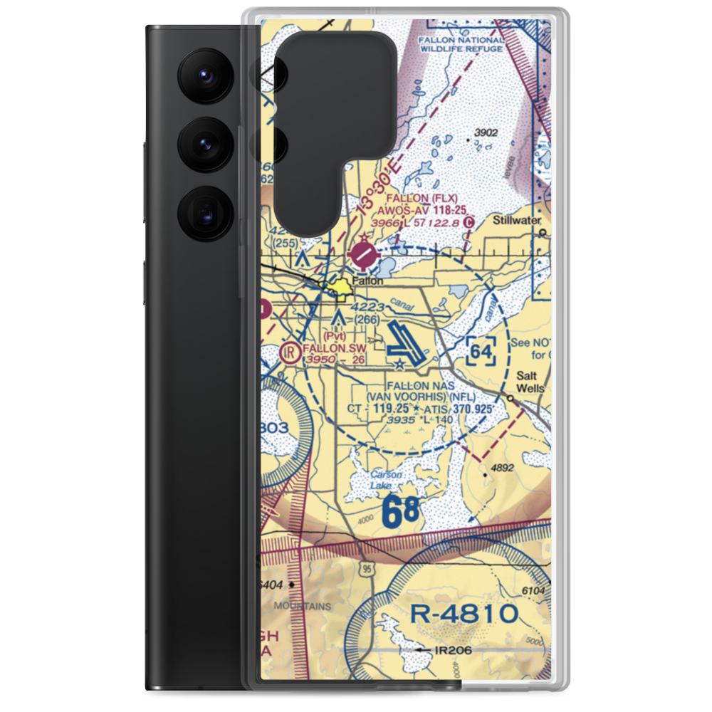 Fallon Naval Air Station (NFL) VFR Sectional Samsung Case Samsung Galaxy S22 Ultra model shown