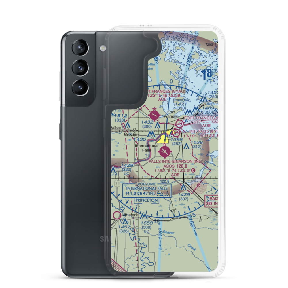 Falls International Airport (INL) VFR Sectional Samsung Case Samsung Galaxy S21 model shown