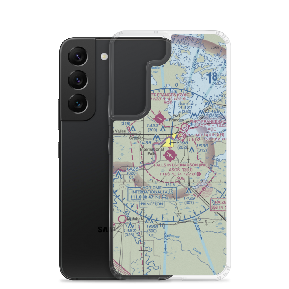 Falls International Airport (INL) VFR Sectional Samsung Case Samsung Galaxy S22 model shown