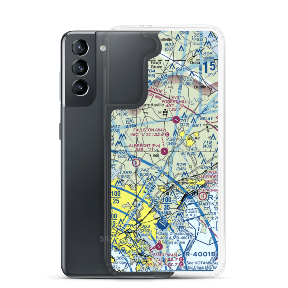 Fallston Airport (W42) VFR Sectional Samsung Case Samsung Galaxy S21 model shown