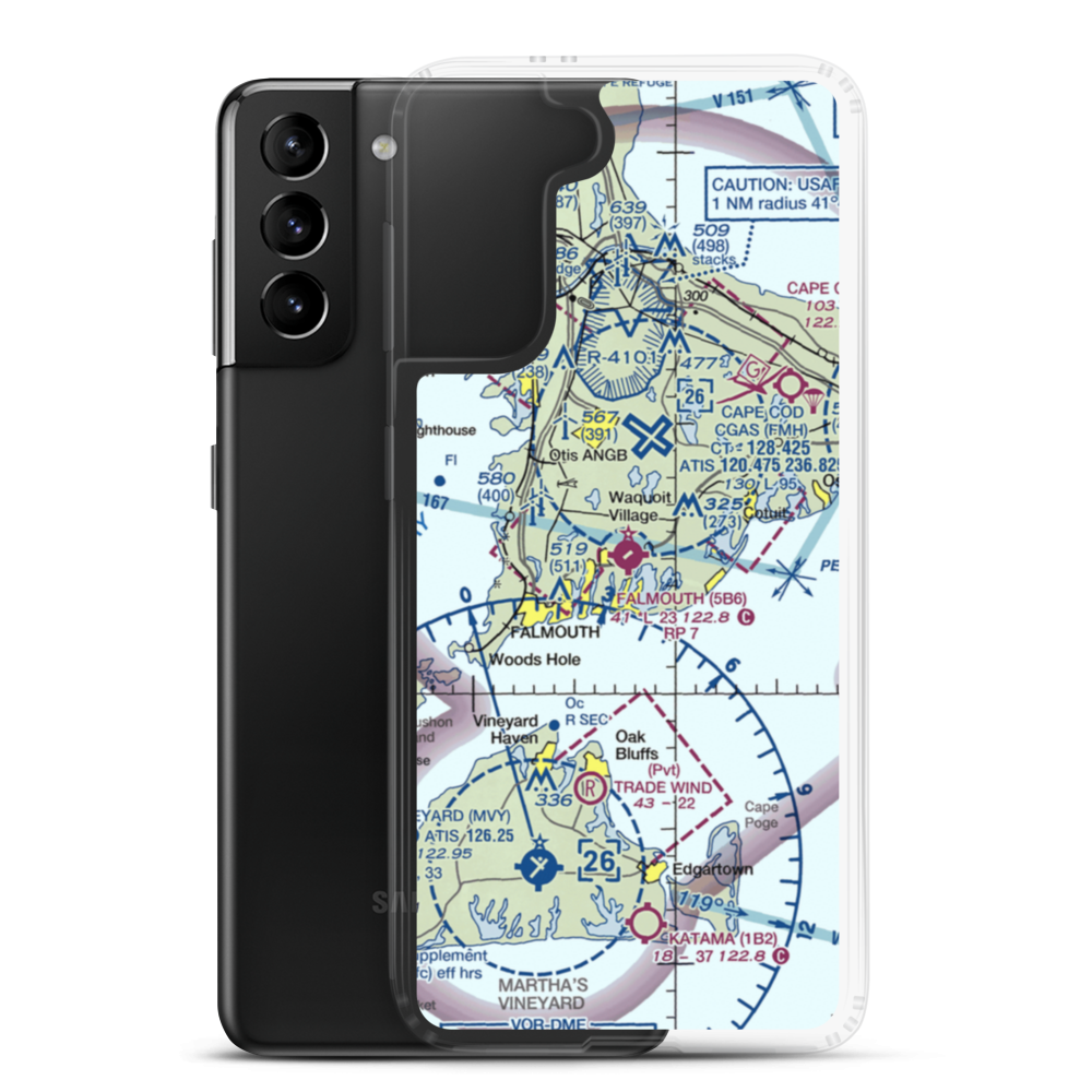 Falmouth Airpark (5B6) VFR Sectional Samsung Case Samsung Galaxy S21 Plus model shown