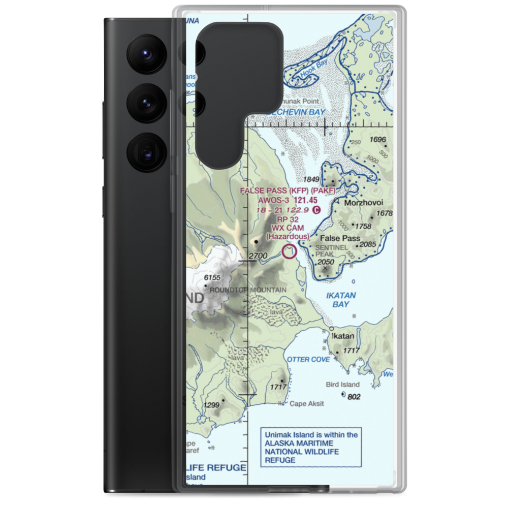 False Pass Airport (KFP) VFR Sectional Samsung Case Samsung Galaxy S22 Ultra model shown