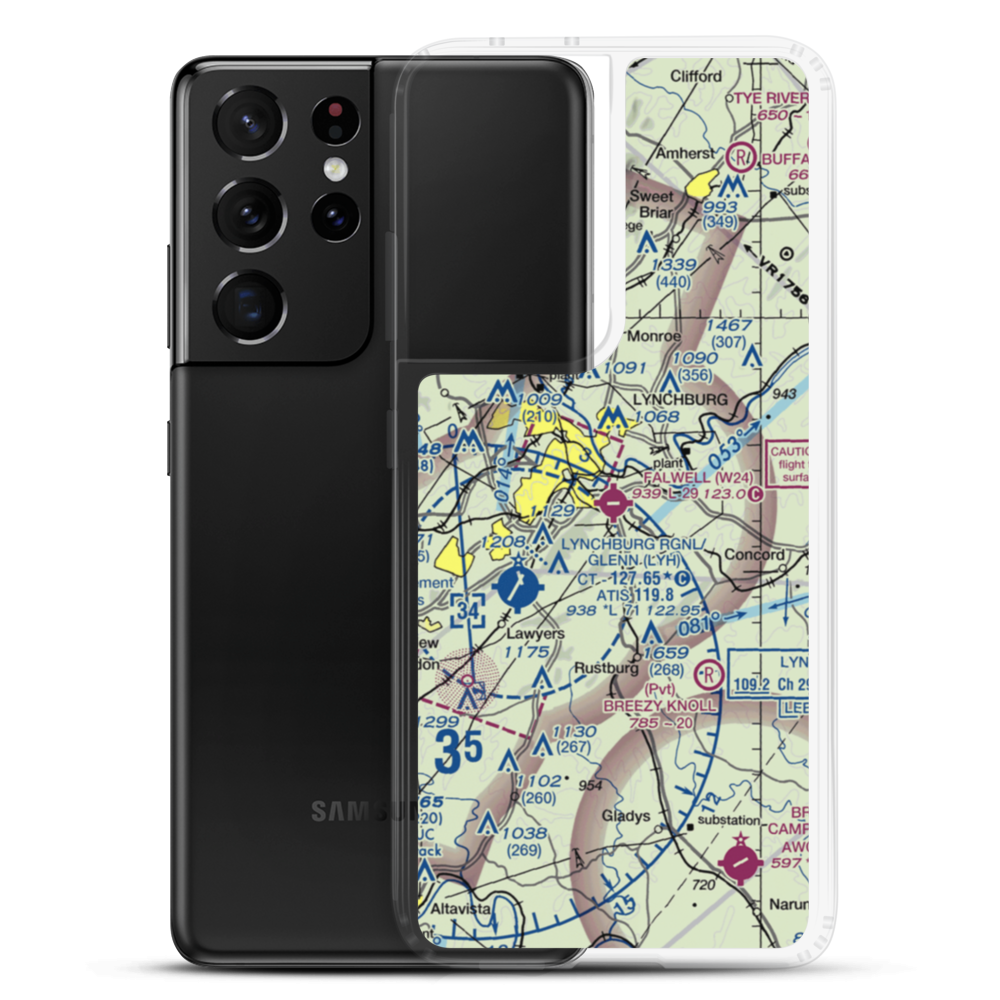Falwell Airport (W24) VFR Sectional Samsung Case Samsung Galaxy S21 Ultra model shown