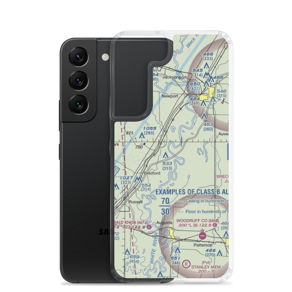 Falwell Freeway (FALF) VFR Sectional Samsung Case Samsung Galaxy S22 model shown