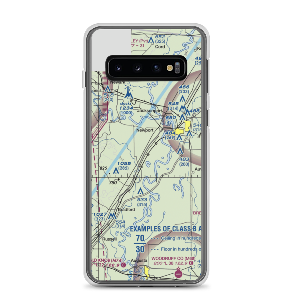 Falwell Railroad Field (FALRR) VFR Sectional Samsung Case Samsung Galaxy S10 model shown