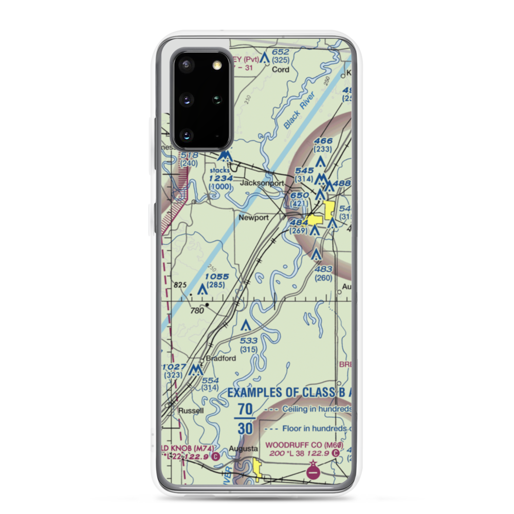 Falwell Railroad Field (FALRR) VFR Sectional Samsung Case Samsung Galaxy S20 Plus model shown