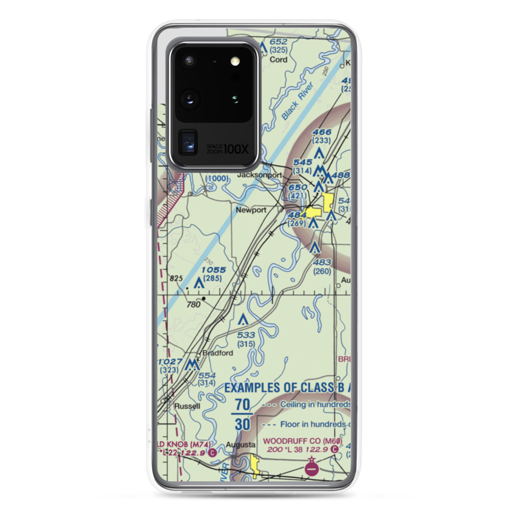Falwell Railroad Field (FALRR) VFR Sectional Samsung Case Samsung Galaxy S20 Ultra model shown