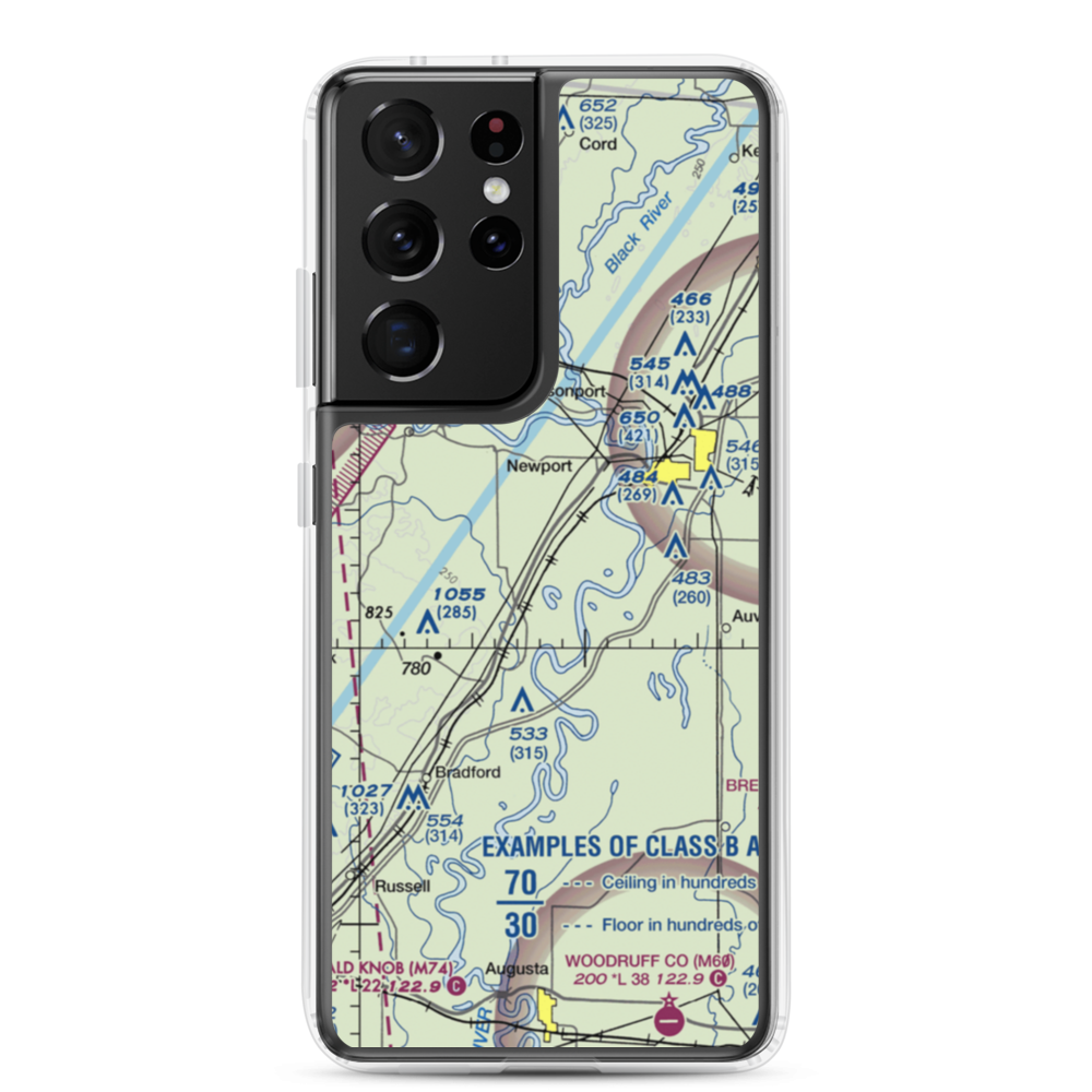Falwell Railroad Field (FALRR) VFR Sectional Samsung Case Samsung Galaxy S21 Ultra model shown