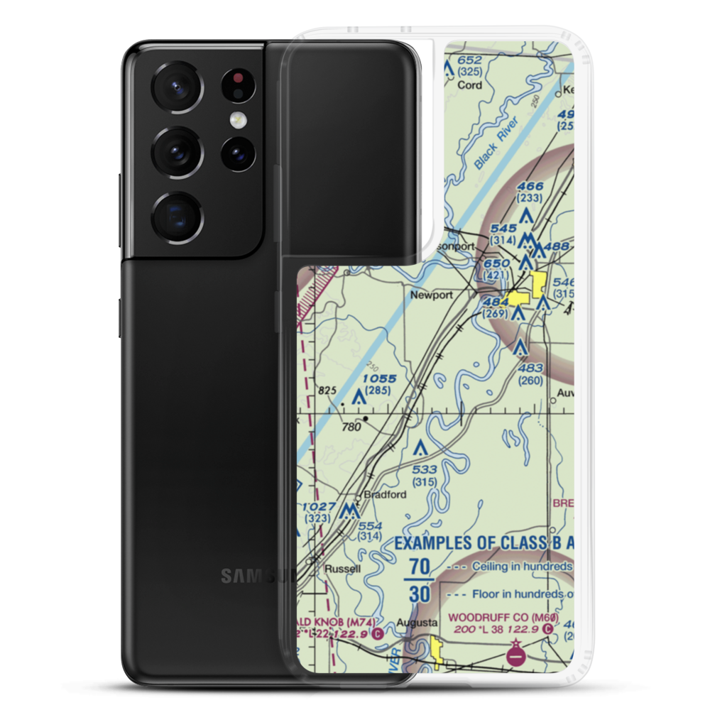 Falwell Railroad Field (FALRR) VFR Sectional Samsung Case Samsung Galaxy S21 Ultra model shown