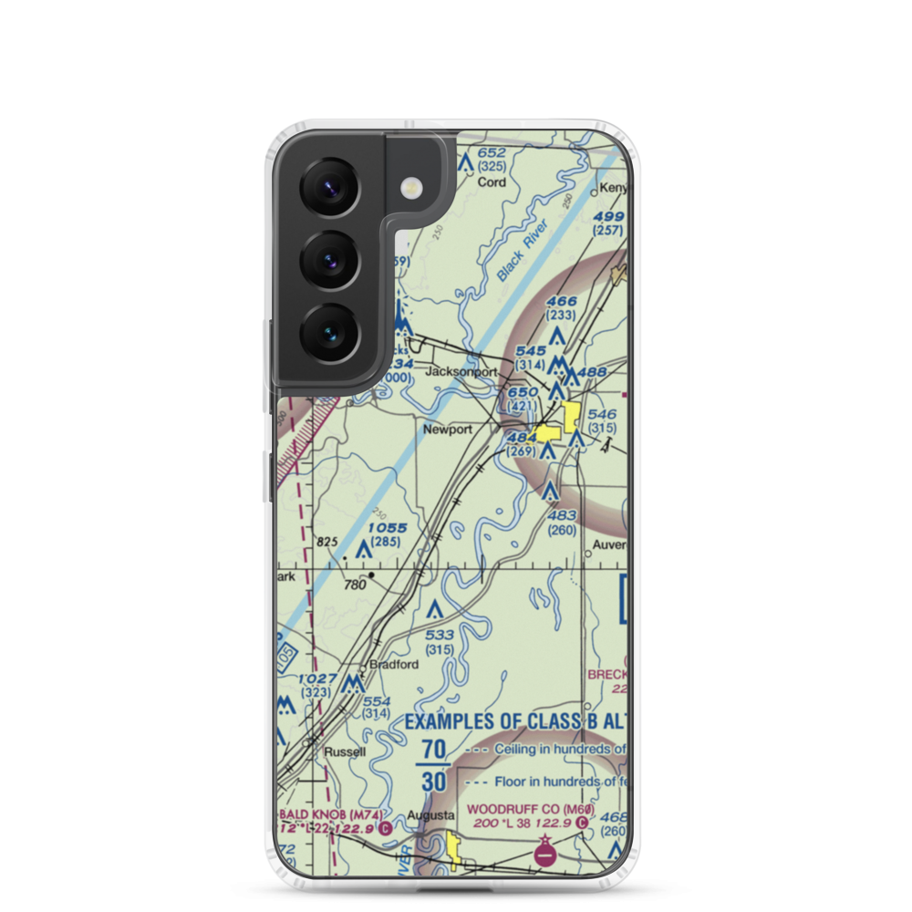 Falwell Railroad Field (FALRR) VFR Sectional Samsung Case Samsung Galaxy S22 model shown