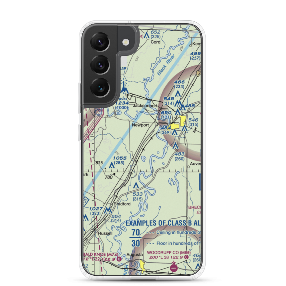 Falwell Railroad Field (FALRR) VFR Sectional Samsung Case Samsung Galaxy S22 Plus model shown
