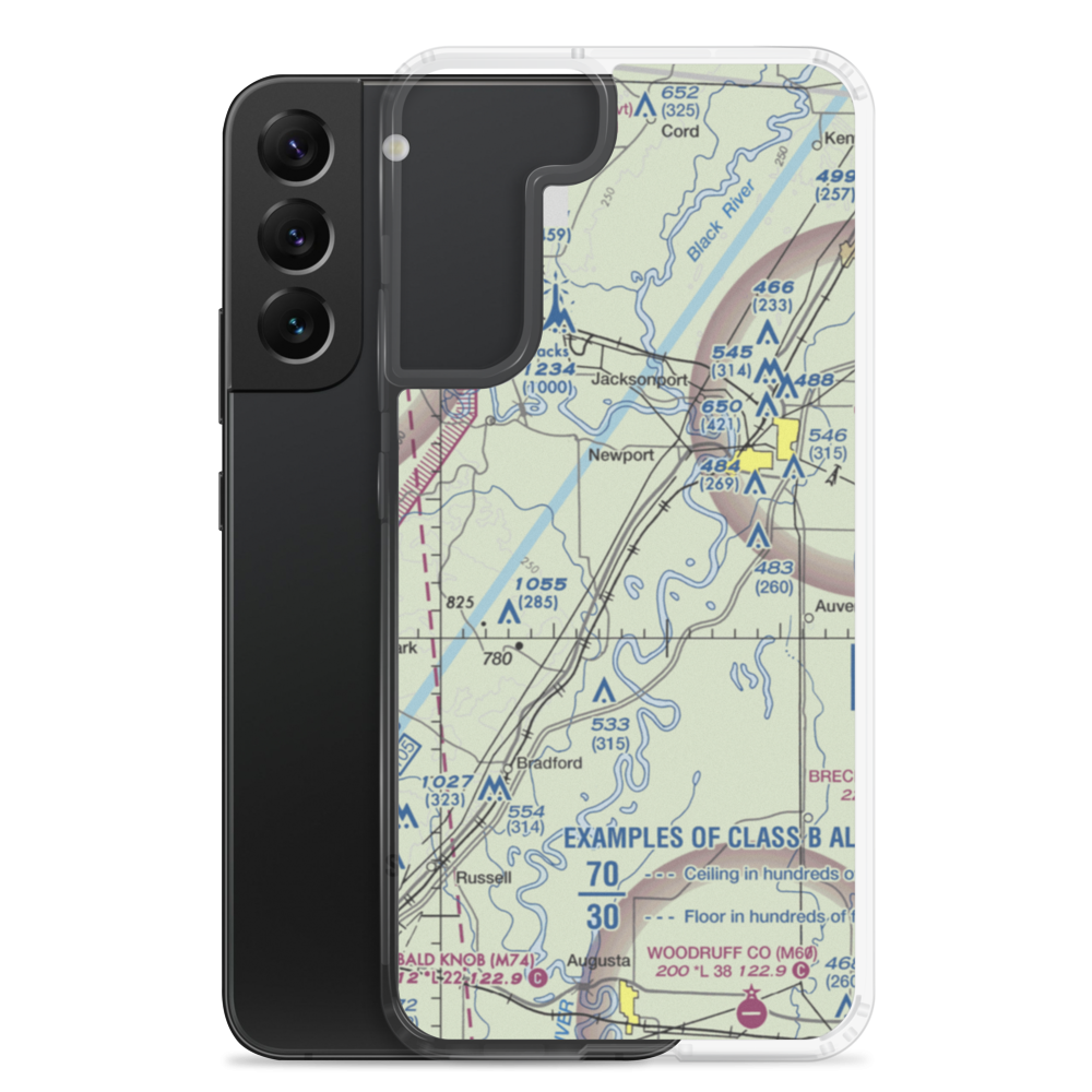 Falwell Railroad Field (FALRR) VFR Sectional Samsung Case Samsung Galaxy S22 Plus model shown