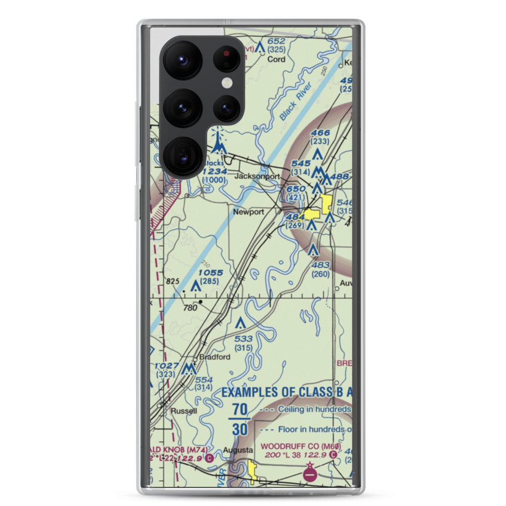 Falwell Railroad Field (FALRR) VFR Sectional Samsung Case Samsung Galaxy S22 Ultra model shown