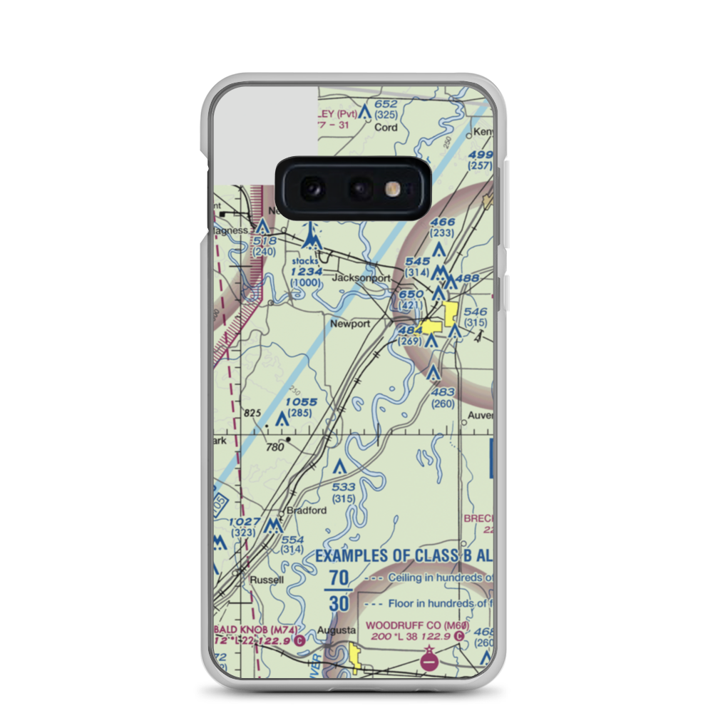 Falwell Railroad Field (FALRR) VFR Sectional Samsung Case Samsung Galaxy S10e model shown