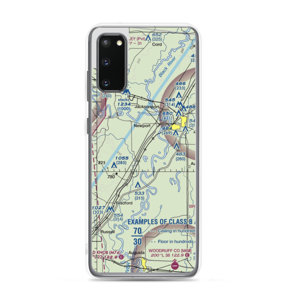 Falwell Railroad Field (FALRR) VFR Sectional Samsung Case Samsung Galaxy S20 model shown