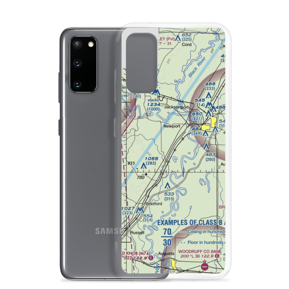 Falwell Railroad Field (FALRR) VFR Sectional Samsung Case Samsung Galaxy S20 model shown