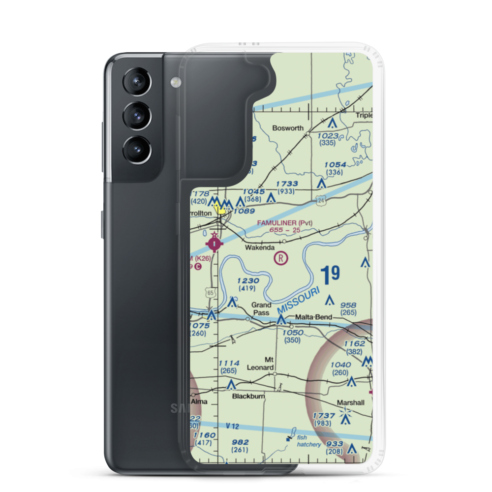 Famuliner Farms Airport (71MO) VFR Sectional Samsung Case Samsung Galaxy S21 model shown