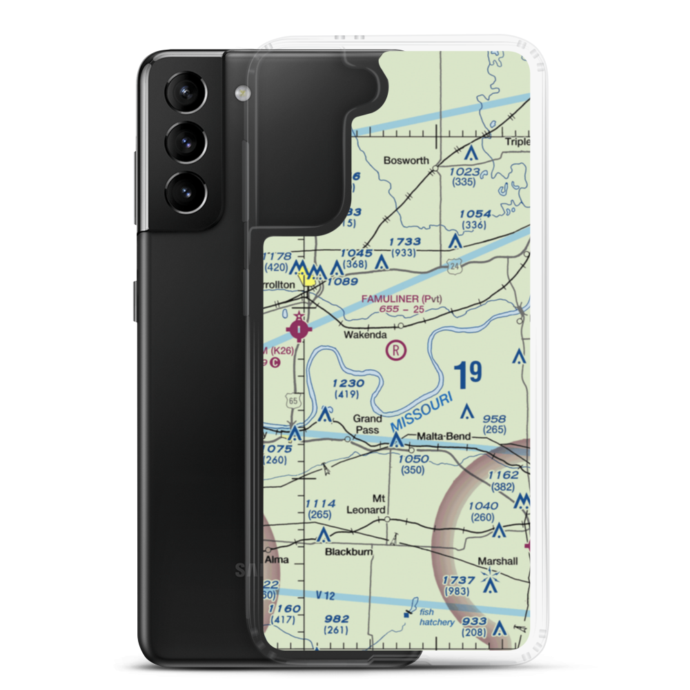 Famuliner Farms Airport (71MO) VFR Sectional Samsung Case Samsung Galaxy S21 Plus model shown