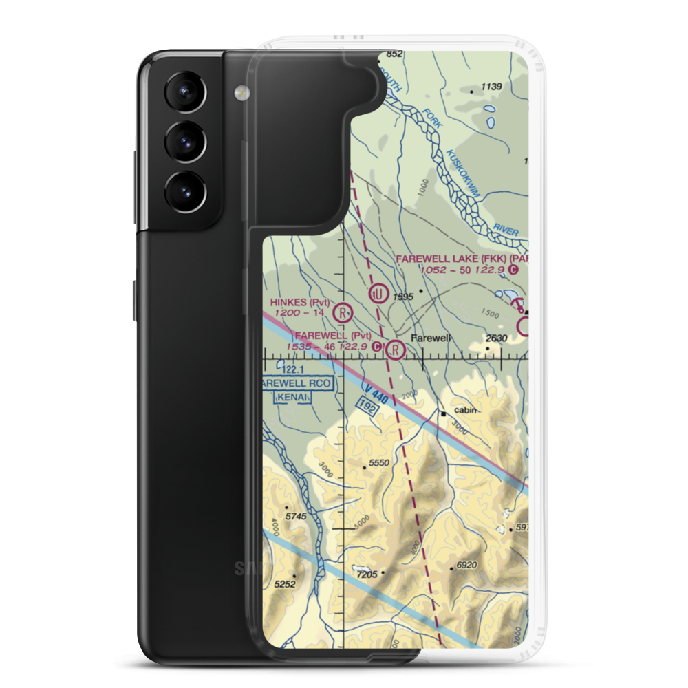 Farewell Airport (0AA4) VFR Sectional Samsung Case Samsung Galaxy S21 Plus model shown