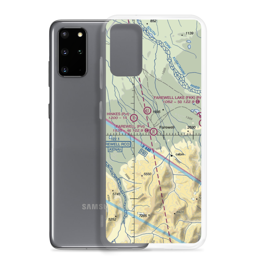 Farewell Airport (FWL) VFR Sectional Samsung Case Samsung Galaxy S20 Plus model shown