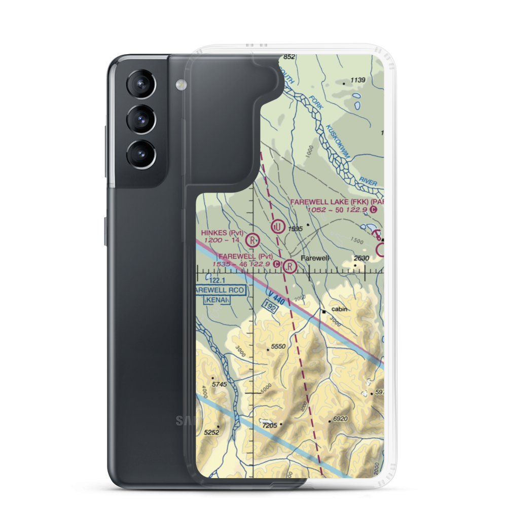 Farewell Airport (FWL) VFR Sectional Samsung Case Samsung Galaxy S21 model shown