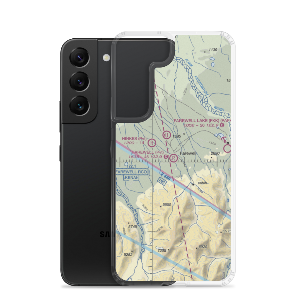 Farewell Airport (FWL) VFR Sectional Samsung Case Samsung Galaxy S22 model shown