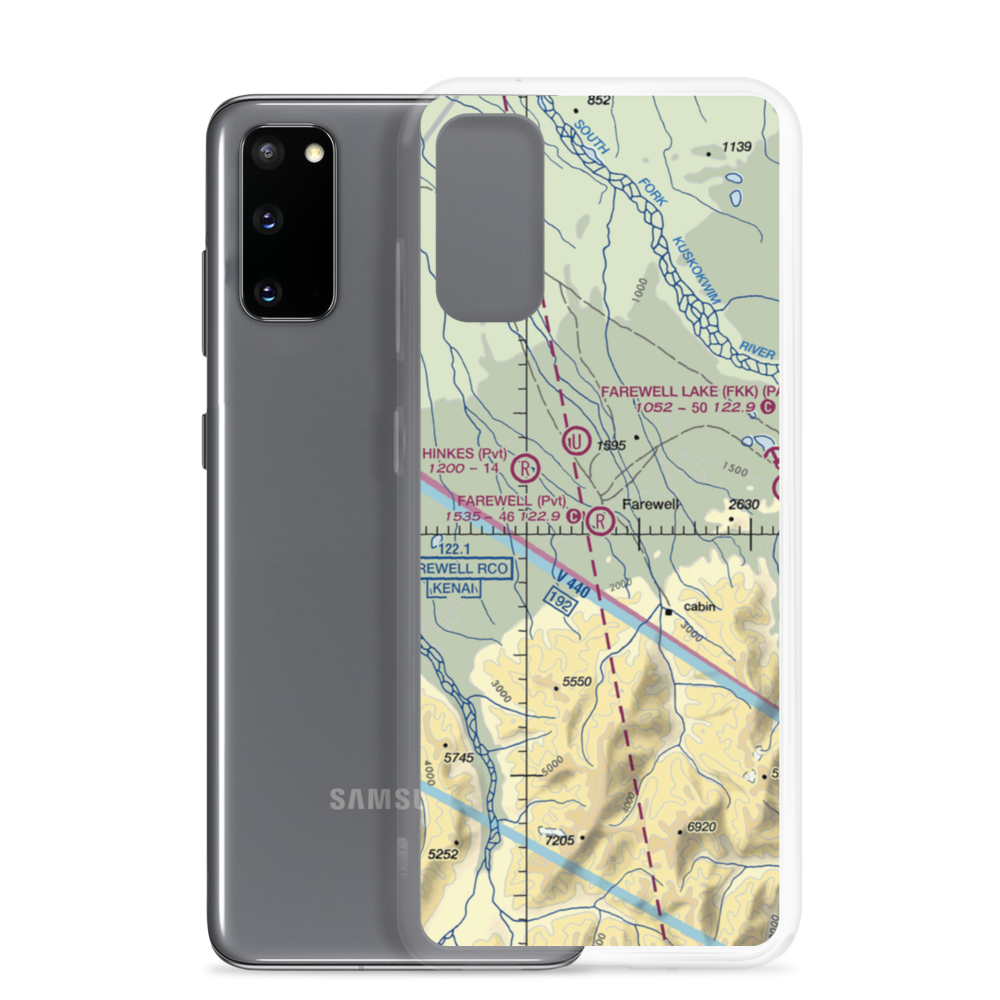 Farewell Airport (FWL) VFR Sectional Samsung Case Samsung Galaxy S20 model shown