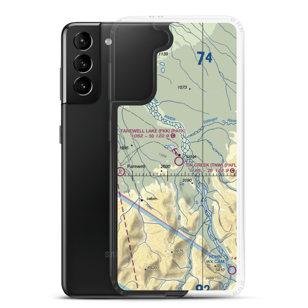 Farewell Lake Seaplane Base (FKK) VFR Sectional Samsung Case Samsung Galaxy S21 Plus model shown