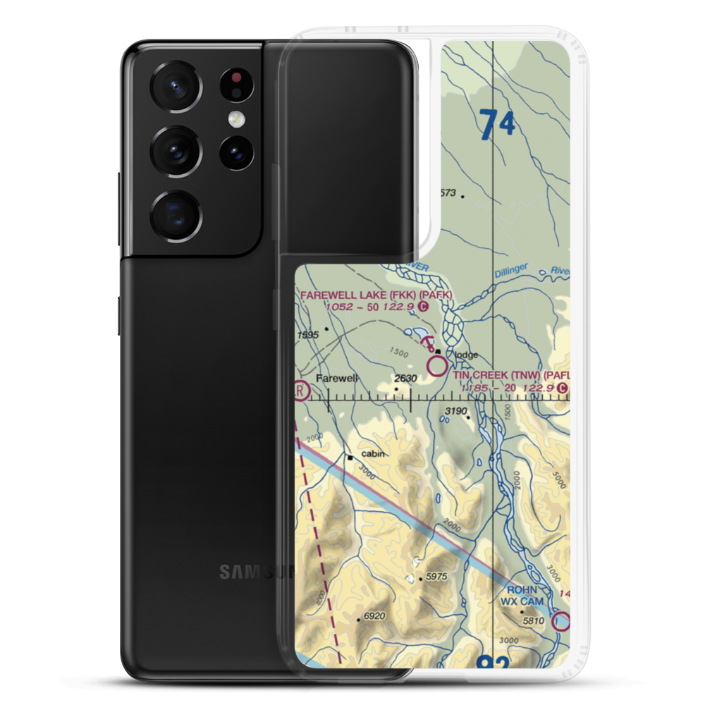 Farewell Lake Seaplane Base (FKK) VFR Sectional Samsung Case Samsung Galaxy S21 Ultra model shown