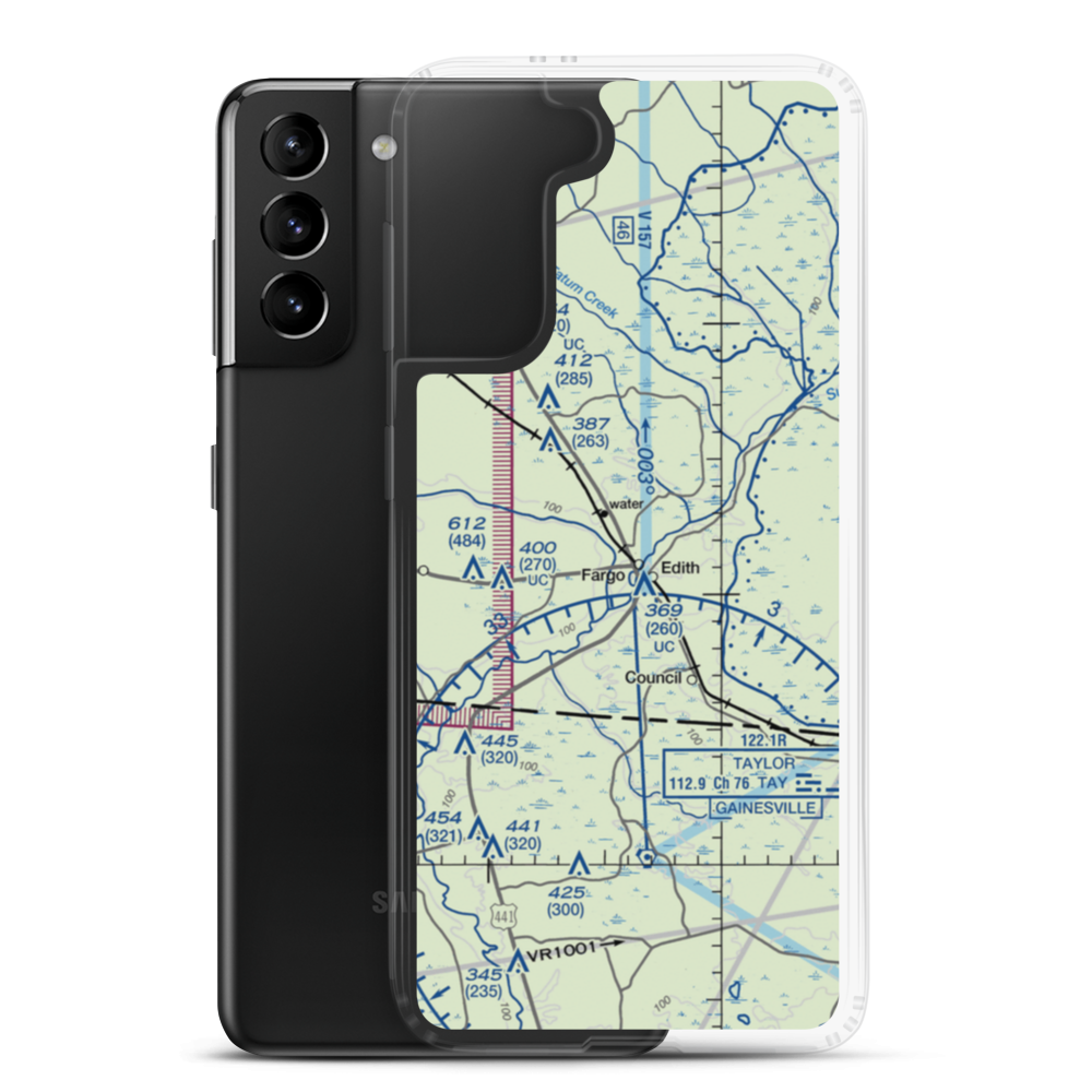 Fargo Airport (GA25) VFR Sectional Samsung Case Samsung Galaxy S21 Plus model shown