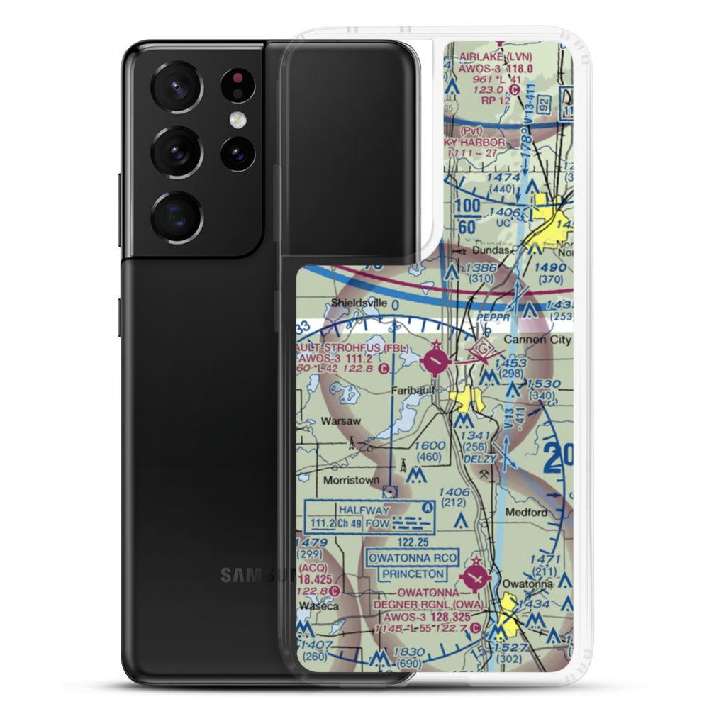 Faribault Municipal Airport-Liz Wall Strohfus Field (FBL) VFR Sectional Samsung Case Samsung Galaxy S21 Ultra model shown